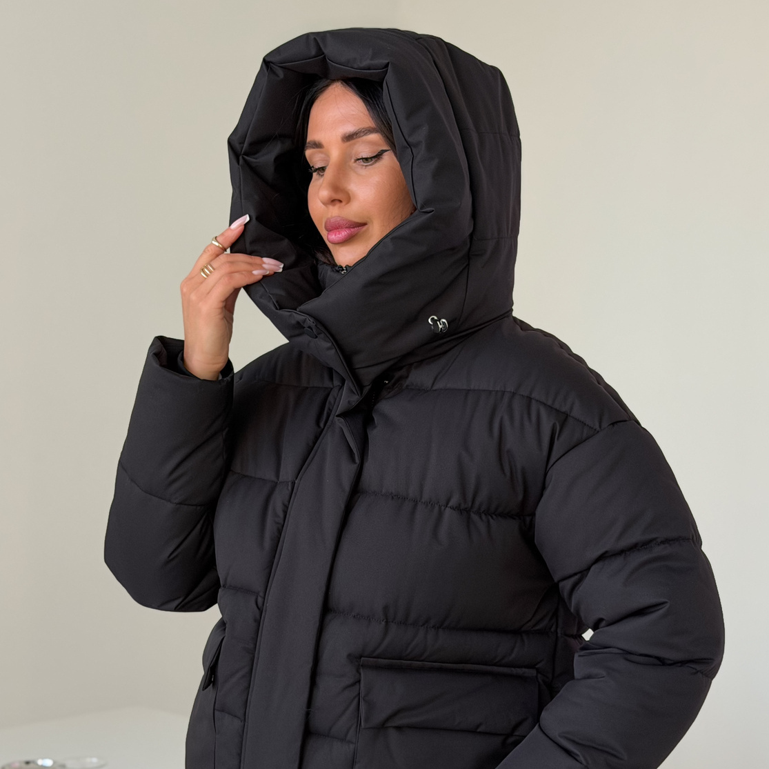 Куртка женская зимняя короткая дутая пуховик зефирка оверсайз черная Куртка женская зимняя короткая дутая пуховик зефирка оверсайз черная