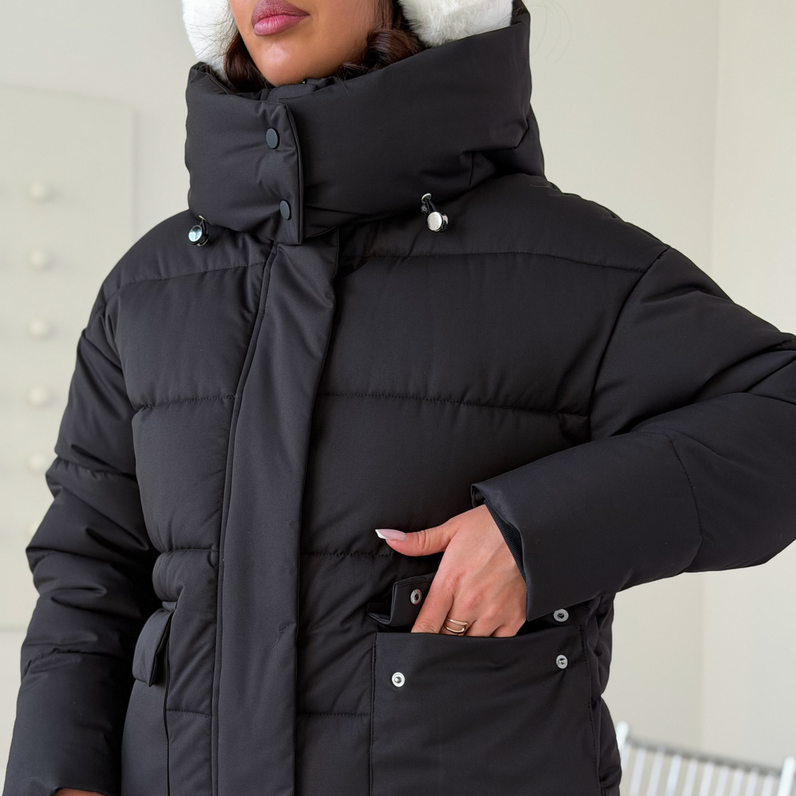 Куртка женская зимняя короткая дутая пуховик зефирка оверсайз черная Куртка женская зимняя короткая дутая пуховик зефирка оверсайз черная